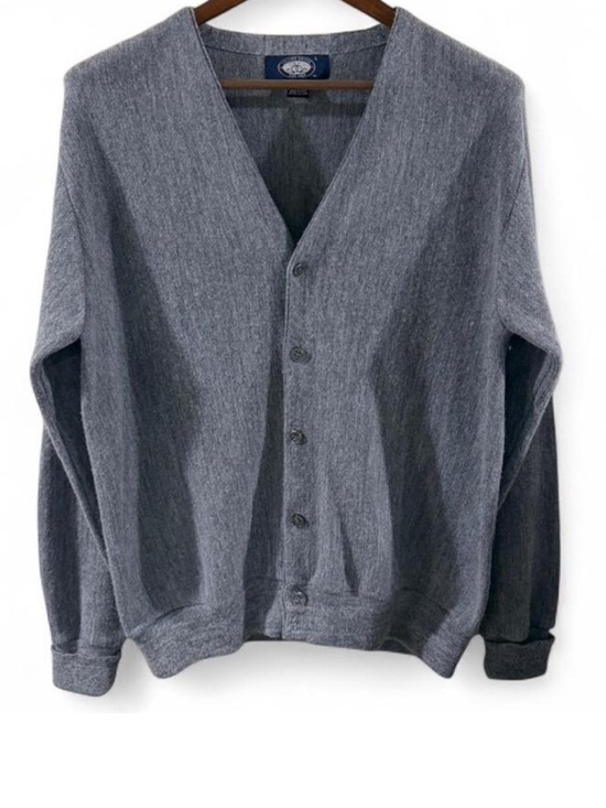 VTG Men’s Dupont Orlon Heather Blue Button-Up Cardigan Size Large
